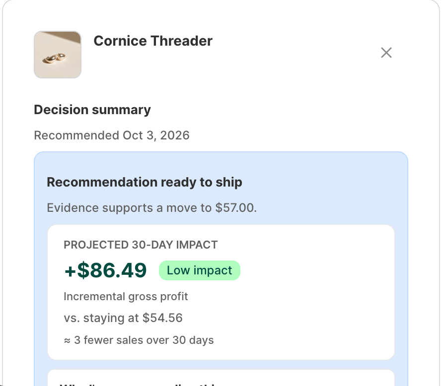 A move ready to ship: the evidence and its projected 30-day impact